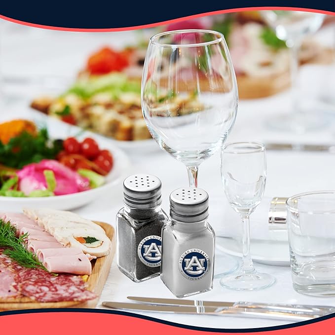 Heritage Pewter University of Auburn Tigers Salt and Pepper Shaker Set of 2 Bottles | Expertly Crafted Pewter Glass