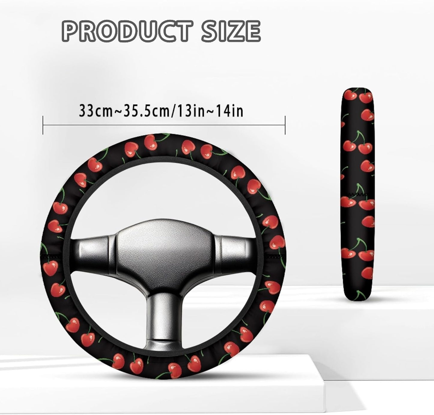 Red Cherry Golf Cart Steering Wheel Cover 13 Inch - 14 Inch Golf Cart Steering Wheel Covers Sun Shade Protector Accessories