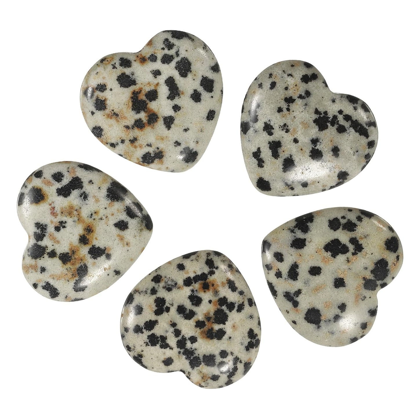 uxcell 5 Pcs Polka Dot Stone Crystal Stones Heart Shaped, 2 cm Tumbled Stones and Crystals, Polished Gemstone Rocks for Women Gifts Meditation Crafting Home Decor
