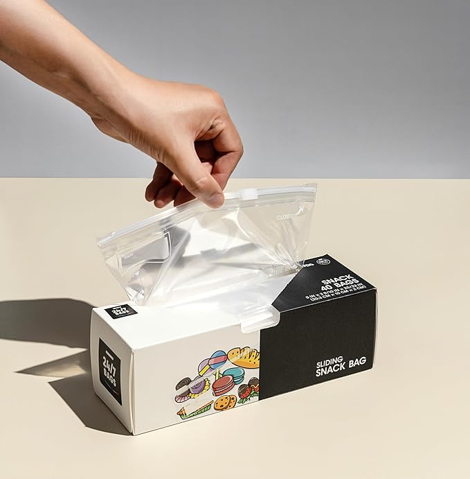 Snack Slider Storage Bags- 80 Count, Featuring Expandable Bottom, Zero BPA, Microwave-Safe(2 boxes of 40)