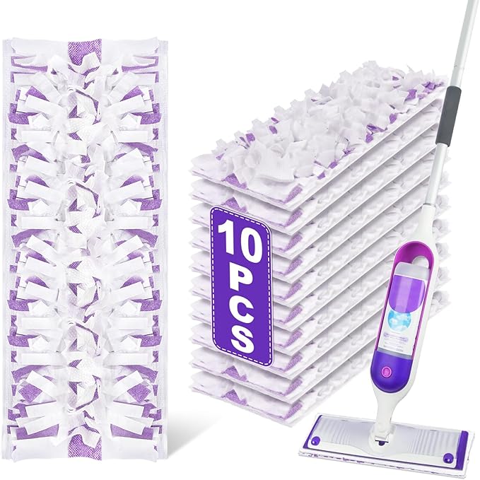 Mop Pads for Swiffer Powermop - 10 Pack Wet Dry Disposable Refills for Hardwood Floor Cleaning - Mopping Replacement for Tile Wood Multi-Surface Floors - Sweeping Cloths for Home Kichen