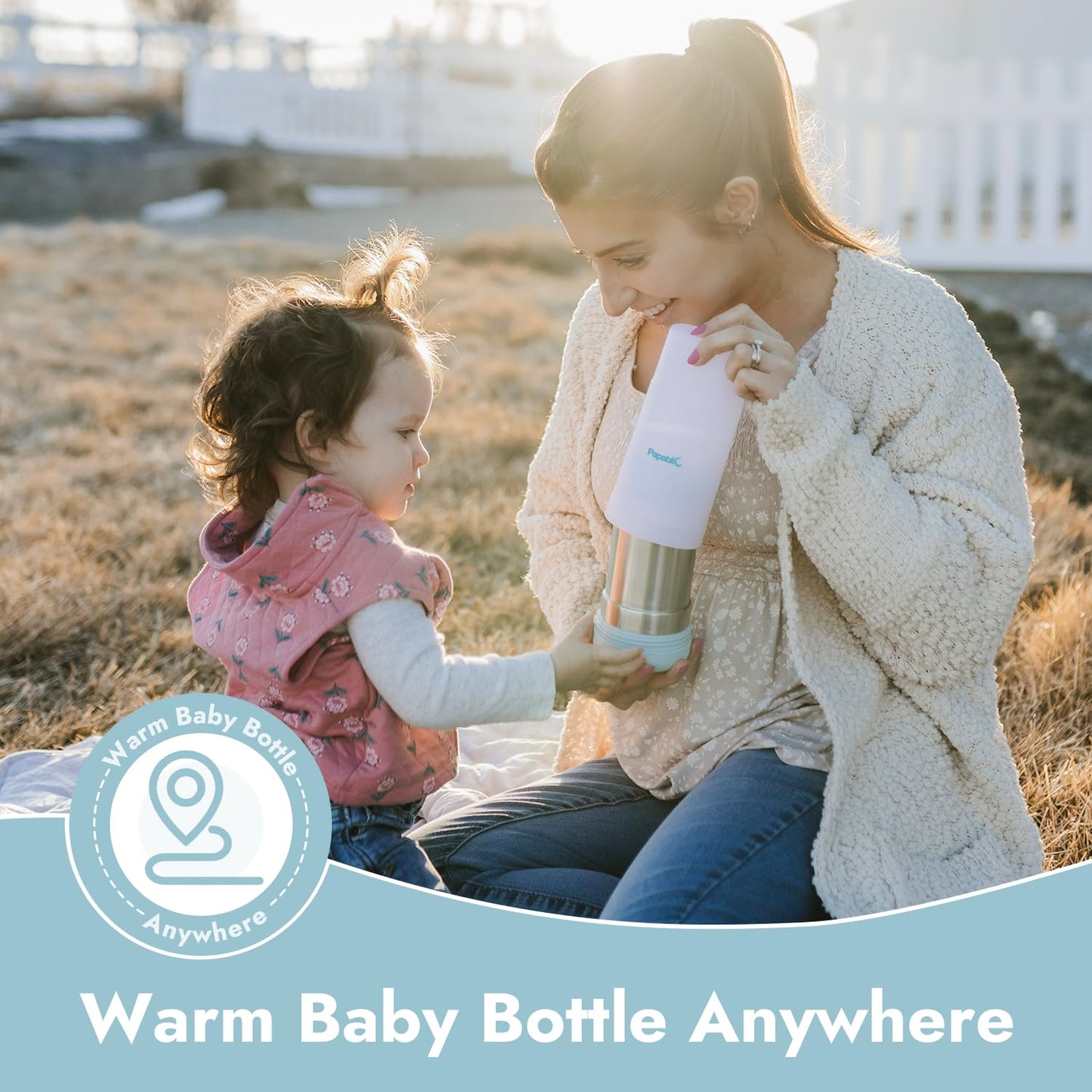 Papablic Portable Travel Baby Bottle Warmer On The Go, Fits Most Car Cup Holders, 12 oz