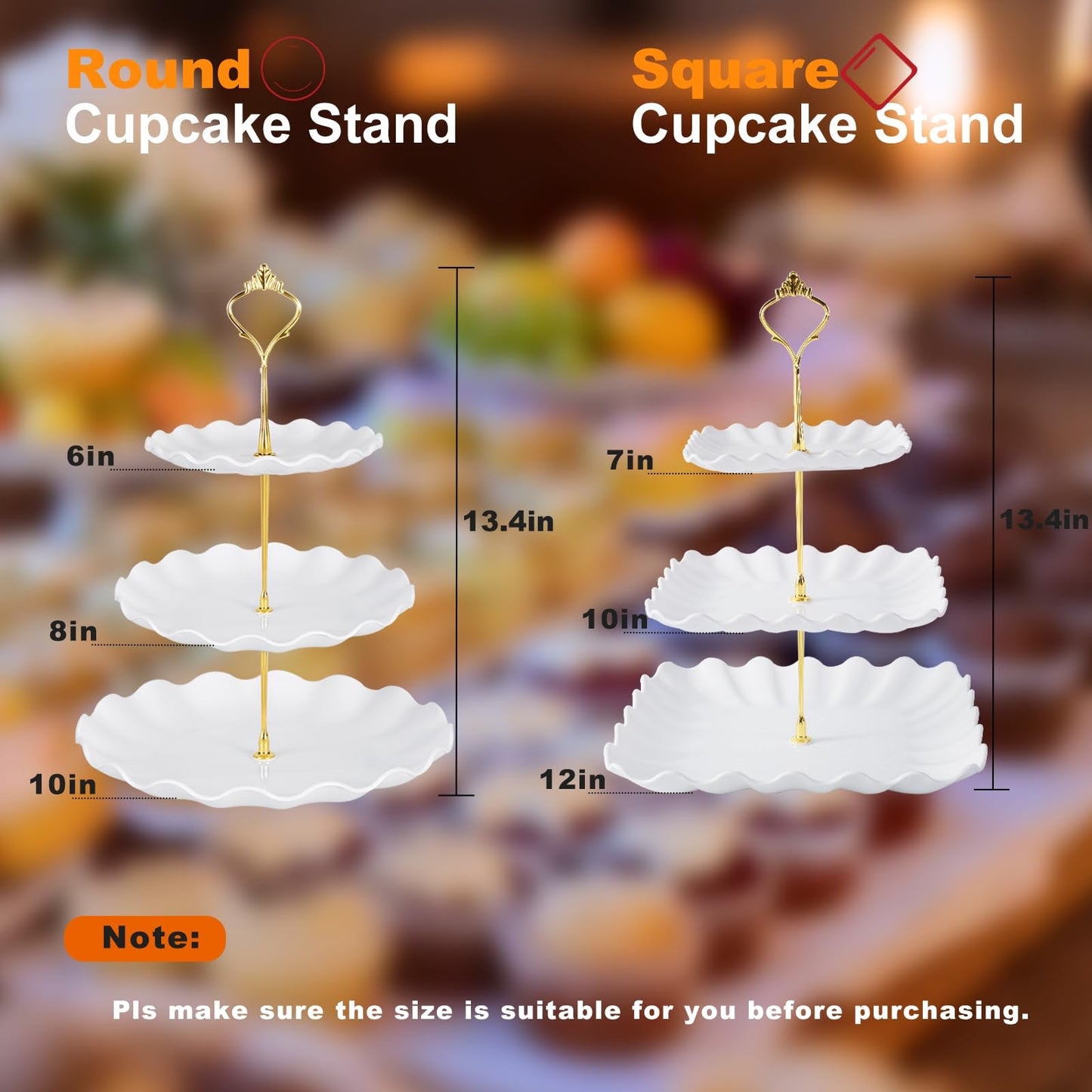 Wgbon 5 Pack Dessert Table Display Set, 2 Sets 3 Tier Cupcake Stand, 3 Pcs Food Serving Trays, Tiered White Plastic Cup Cake Tower for Birthday Baby Shower Wedding and Tea Party Supplies (5, Large)