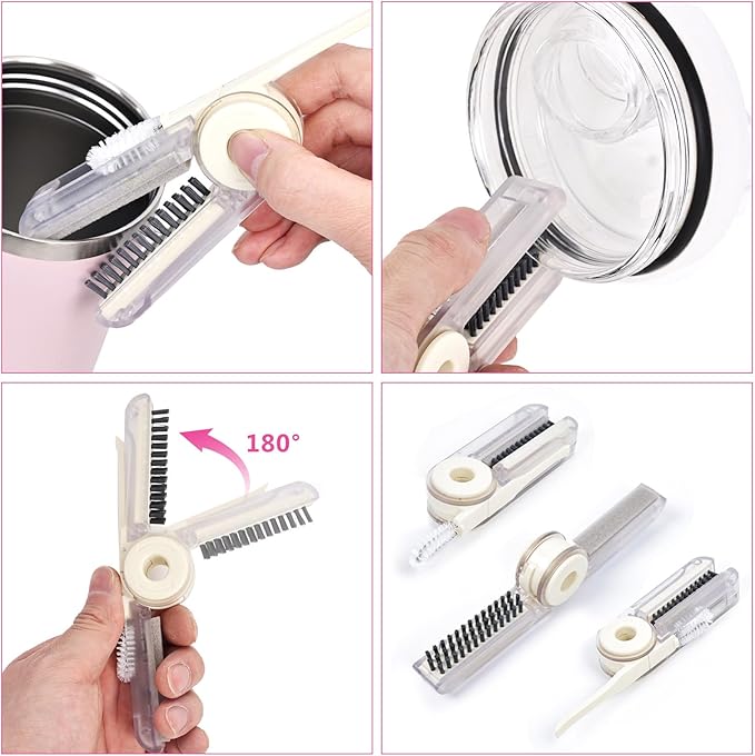 4 in 1 Cup Lid Cleaning Brush Set - No Exposed Wet Parts, Multifunctional Lid Cleaner, Silicone Cup Lid Gap Cleaner, Multipurpose Bottle Gap Cleaner Brush Blue 1 pcs