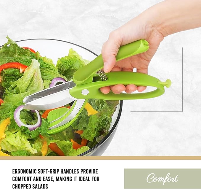 Trudeau Toss and Chop Salad Tongs, Stainless Steel - Multi-Function Salad Servers for Easy Tossing, Chopping, and Mixing - Durable and Ergonomic Design for Kitchen Use