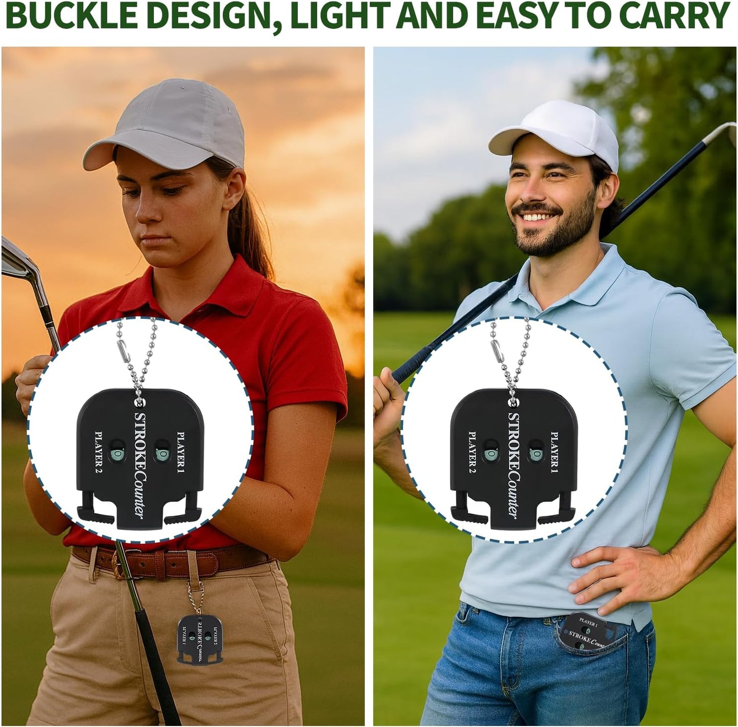 Mini Golf Stroke Counter Clicker,Dual Dial Scorekeeper Tool for 2 Players with Keychain, 2-Digit Manual Reset, Portable Golf Score Tracker for Game Scorekeeper,Golf Tournaments