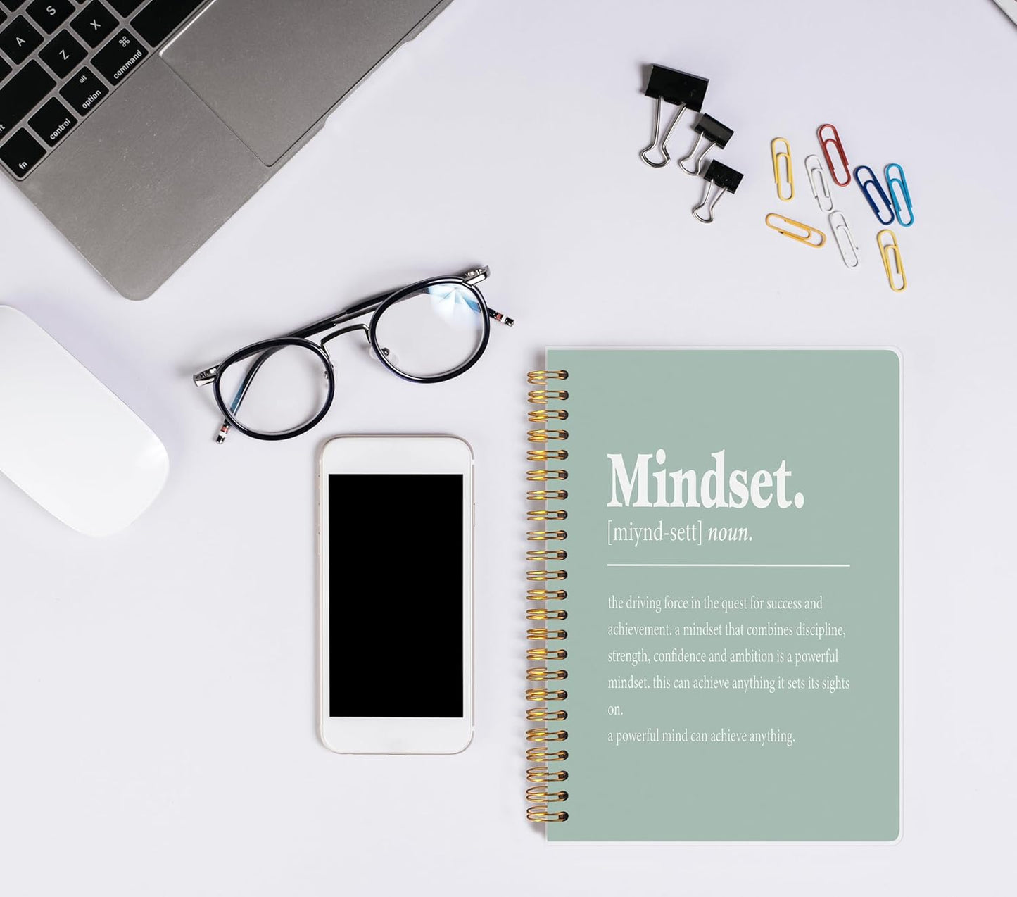 Knibeo Mindset Inspirational Notebooks Journal - Anti Anxiety Notebook, 5.5×8.3 Inch Inspirational Spiral Bound Notebook with 164 Pages, College School Supplies(green) pvc notebook