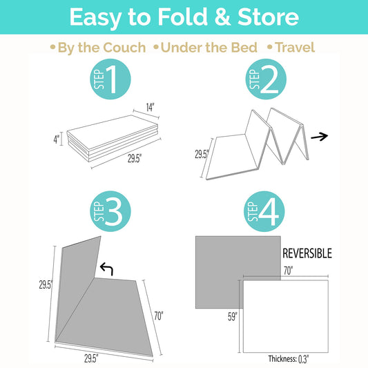 JumpOff Jo Foldable Foam Play Mat – Large Waterproof Baby & Toddler Activity Floor Mat, Double-Sided 70 x 59 Inch Play Surface - Westbound