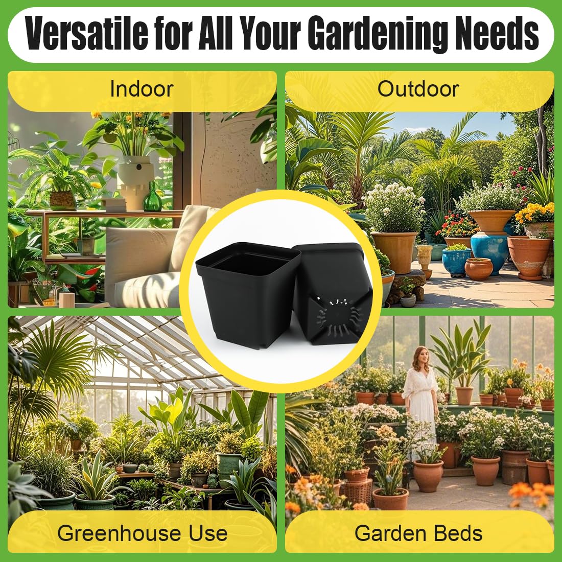 RooTrimmer Square Nursery Pots 5.5 Inch, Plastic Plant Pot with Drainage Holes, 30 Pcs Reusable Seedling Starter Pots Garden Flower Pots Planters for Indoor Plants, Transplanting, Succulents, Cuttings