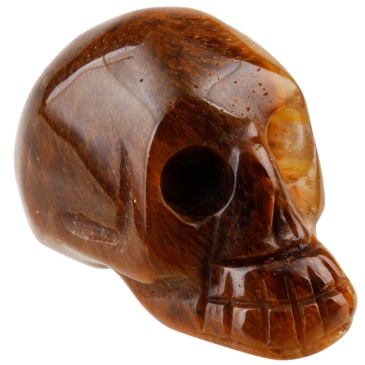 SUNYIK Yellow Tiger's Eye Stone Carving Skull Statues,Pocket Healing Figurine Sculpture 1.5"