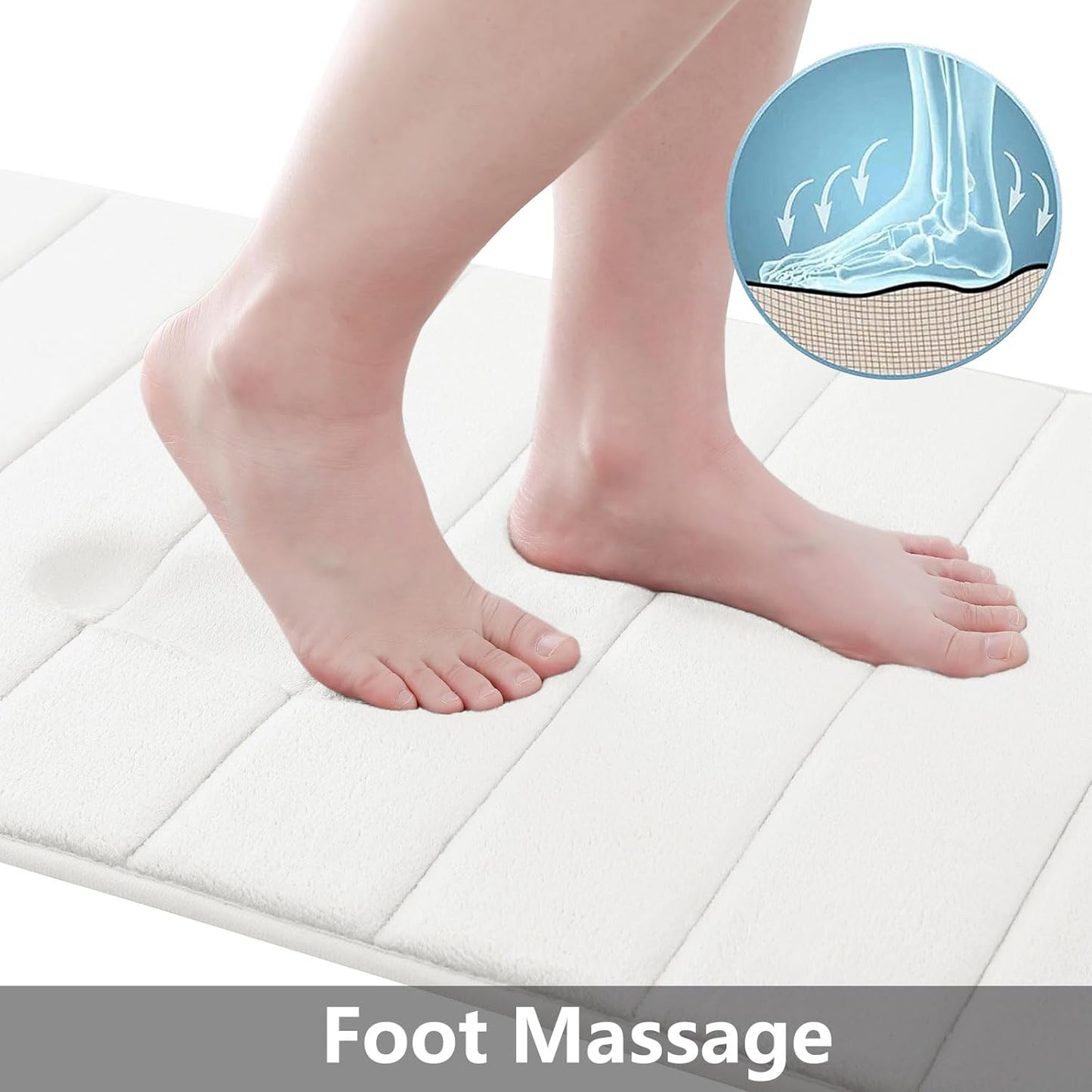 Buganda Memory Foam Bath Mat, 60" x 24", Ultra Soft and Non-Slip Bathroom Rugs, Water Absorbent and Machine Washable Bath Rug Runner for Bathroom, Shower, and Tub, Ivory