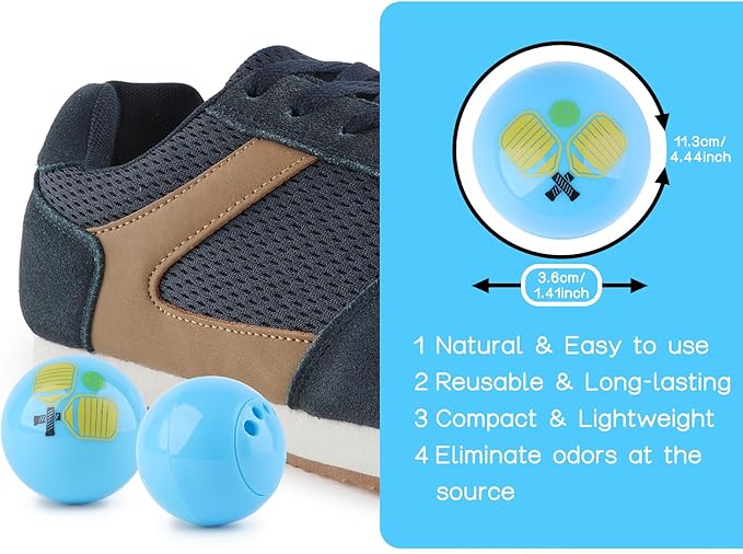 Shoe Deodorizer Balls (6 Pack) – Odor Eaters for Sneaker | Long-Lasting Odor Eliminator Air Freshener for Closet, Locker, Gym Bag, Drawer & Small Spaces| Fresh Linen | Pickle Ball&Blue