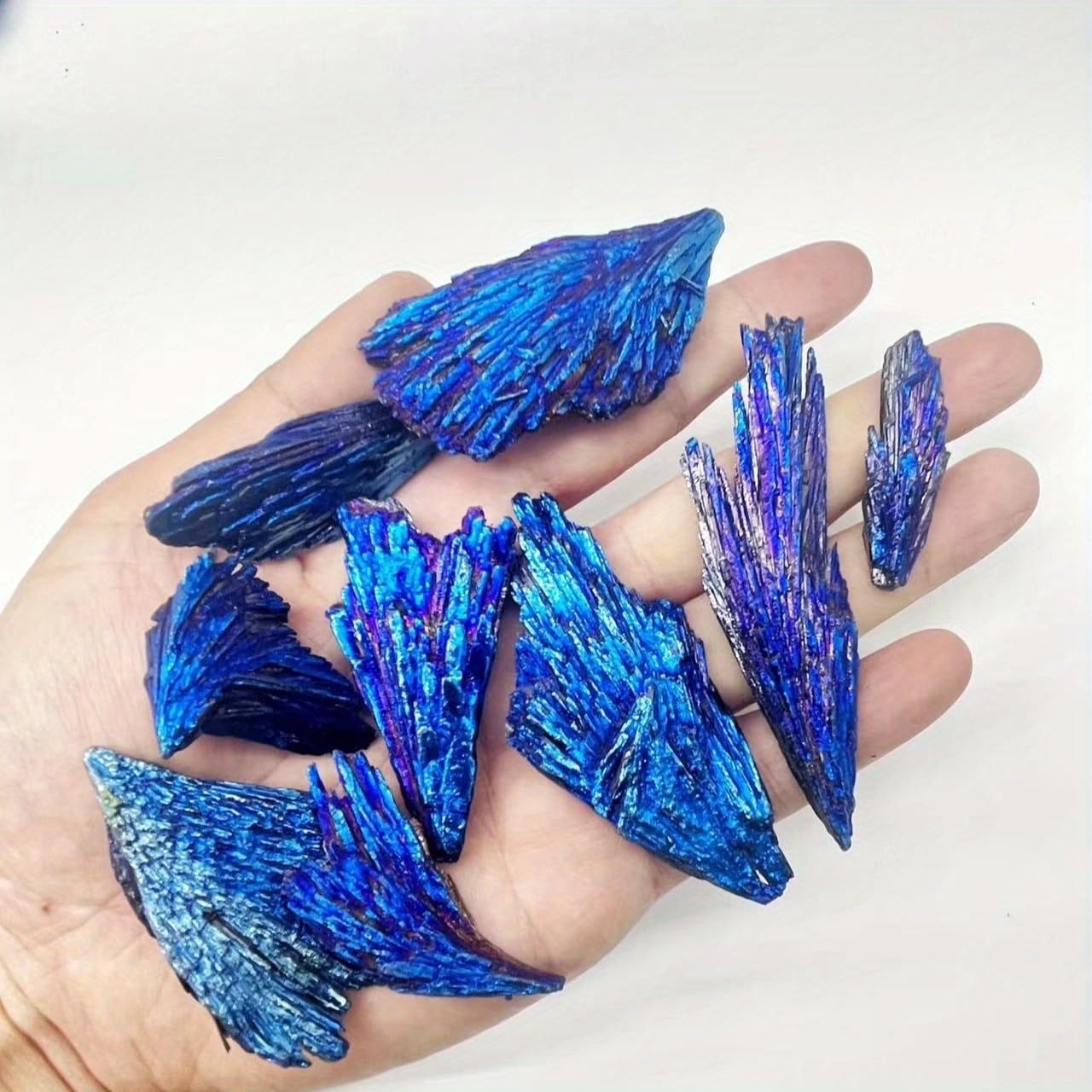 Natural Black Tourmaline Titanium Coated Quartz Crystal | Electroplated Peacock Iridescent Healing Stone Mineral Specimen for Home Decor, Reiki, Chakra Balancing 1-1.6"(Black Tourmaline 460g Set)