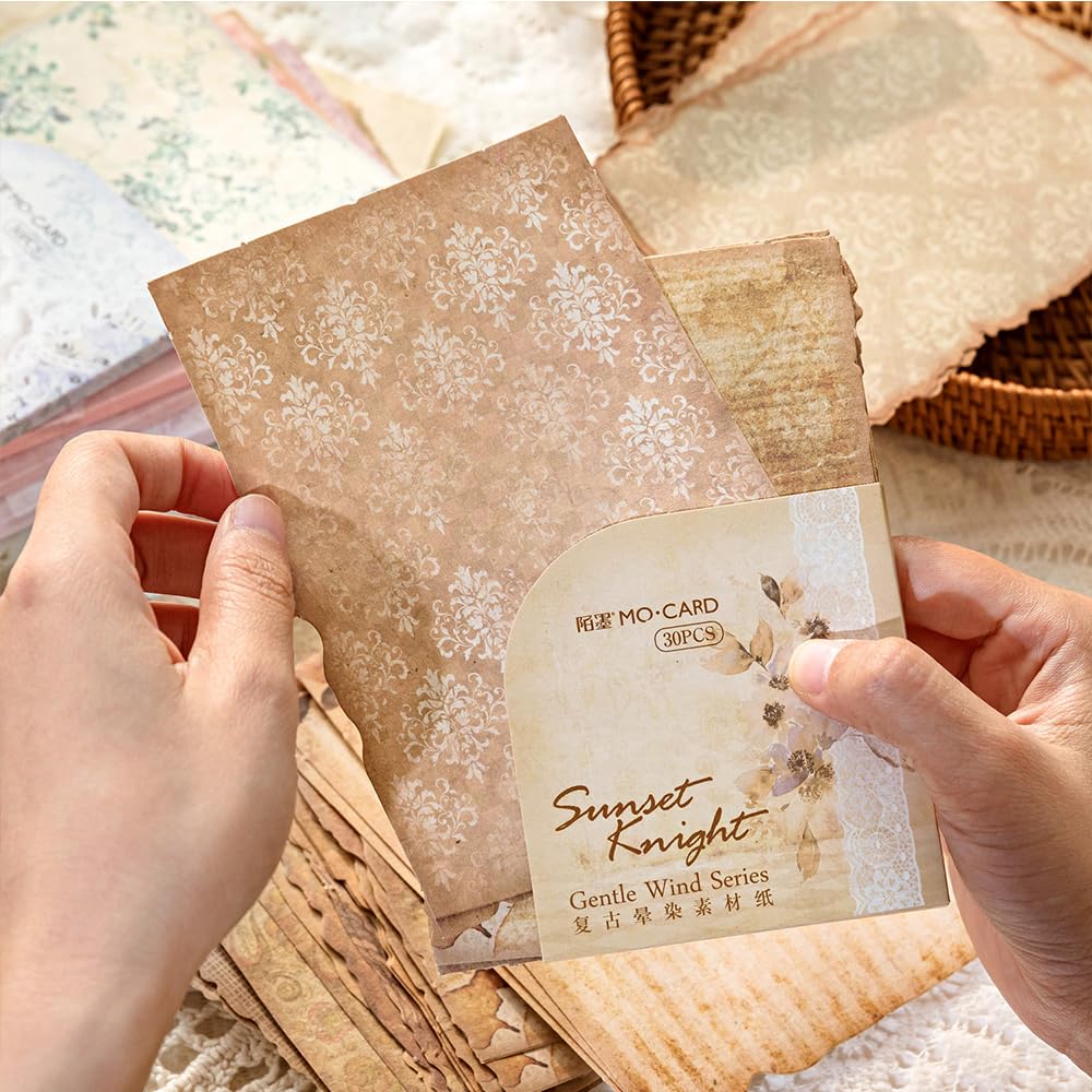 Diuhofart 180 Sheets Vintage Scrapbook Paper, Journaling Scrapbooking Supplies, Antique Aged Looking Background Paper for Junk Journals Card Making Mixed Media Decoupage Craft Arts Deco