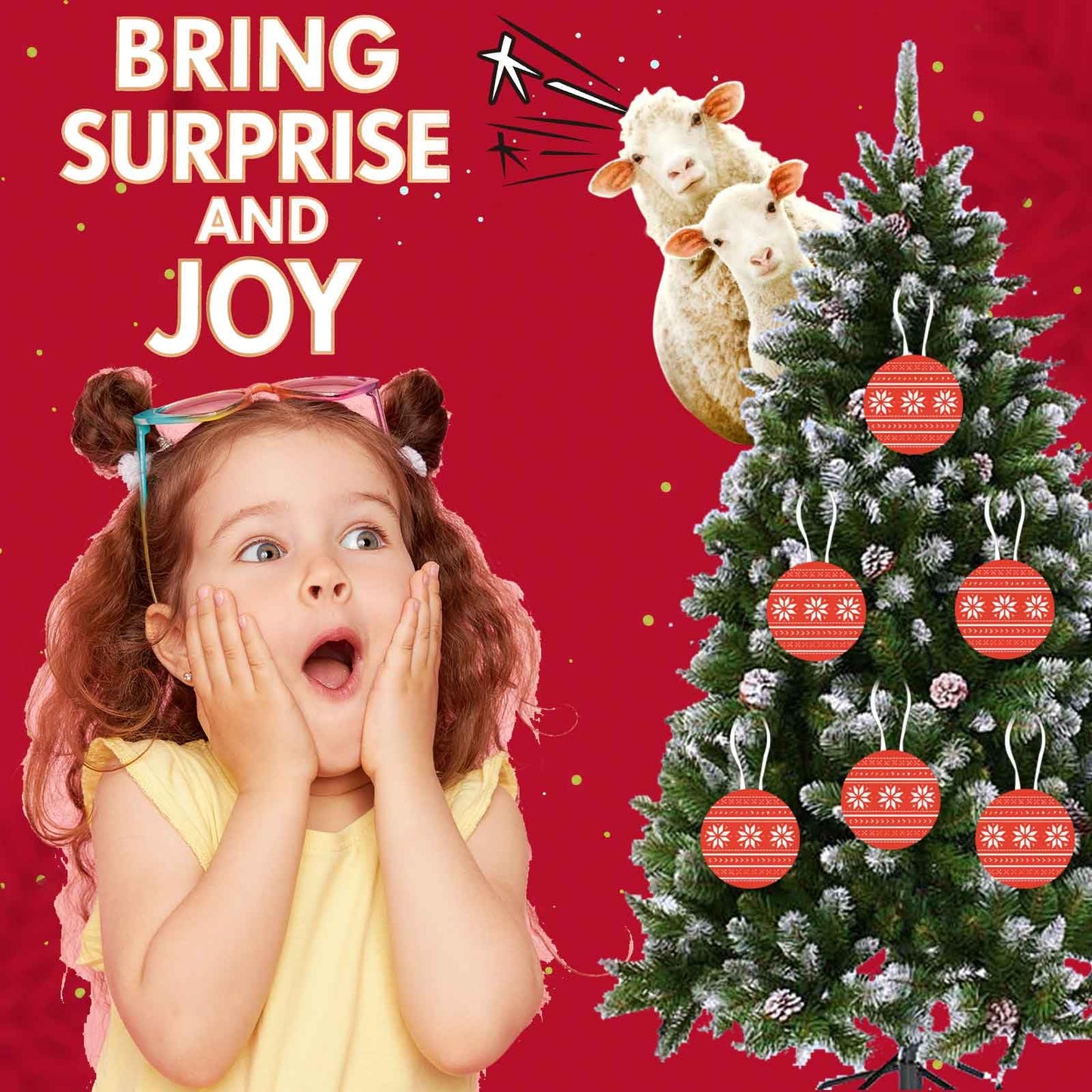 2025 Screaming Goat Prank for Christmas Tree Decorations, Funny Hanging Christmas Prank Ornament, Goat Scream Lasts for 8 Hours, Christmas Winter New Year Party Supplies (Christmas Tree)