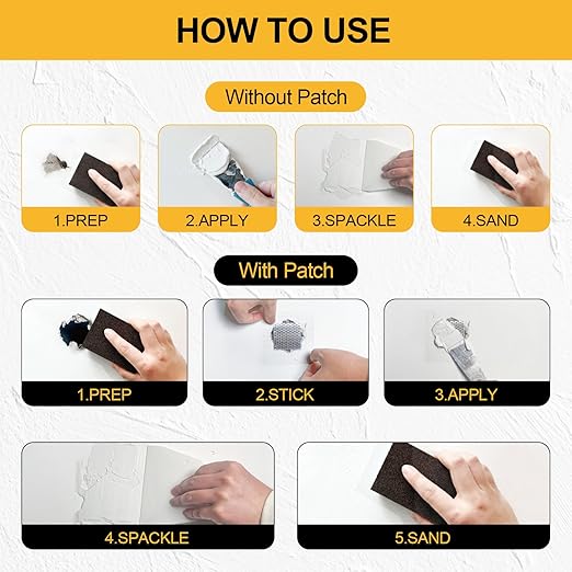 12.2oz Drywall Hole Repair Kit, A One-Stop Solution for Your Wall Problems (Wall Repair Putty/Wall Patches/Sanding Sponge/Putty Knife/Scrapers/Gloves) for Quickly Repairing Wall Problems (1 Pack)