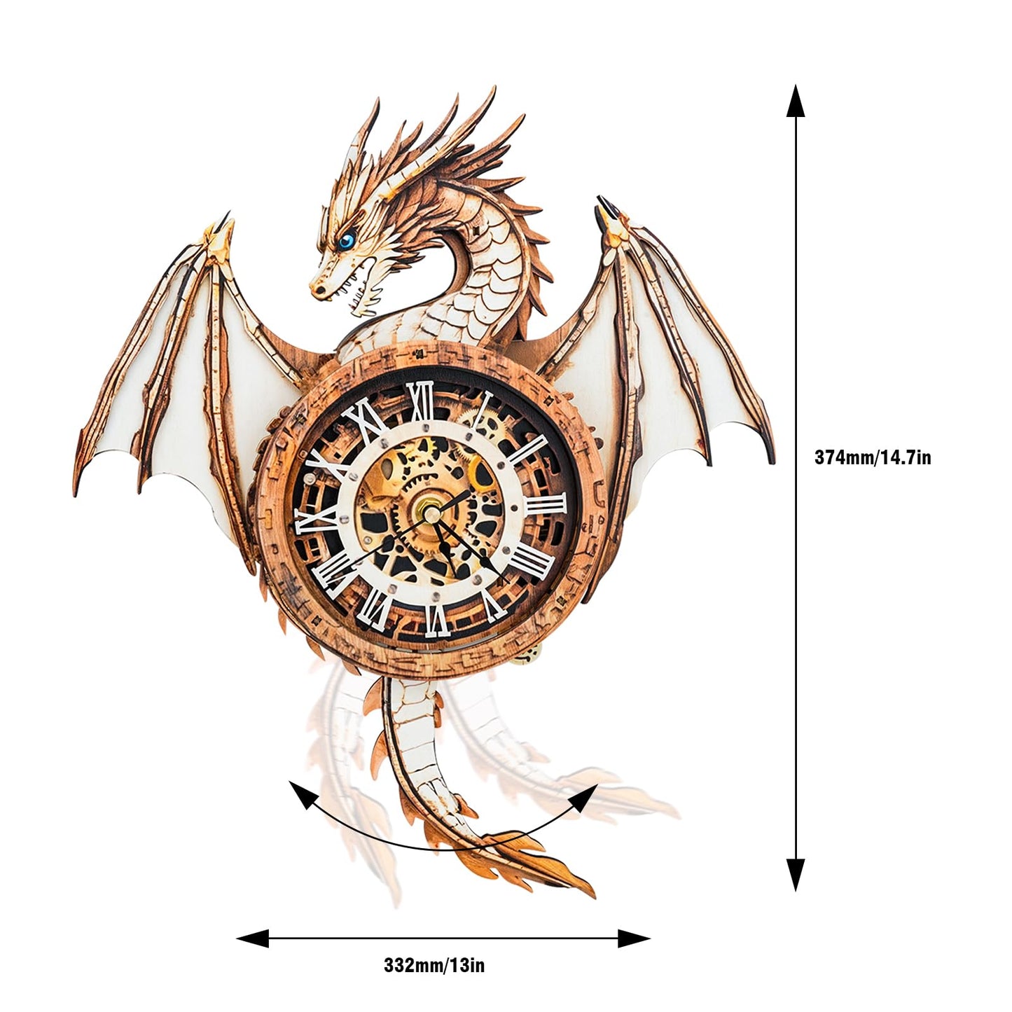 3D Wooden Puzzles for Adults – Dragon Clock 3D Puzzles Art and Craft Kits, Unique Shape Wood Clock for Adults, Handmade Model Building Kit DIY Hobbies, Gifts for Family, Wall Art Home Decor