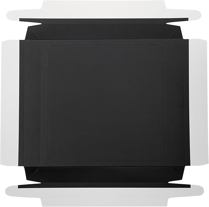 Sweet Vision Square Clear Plastic Cake Box - Black Lid and White Base, Black Ribbon - 8 1/2" x 8 1/2" x 6 3/4" - 10 count box