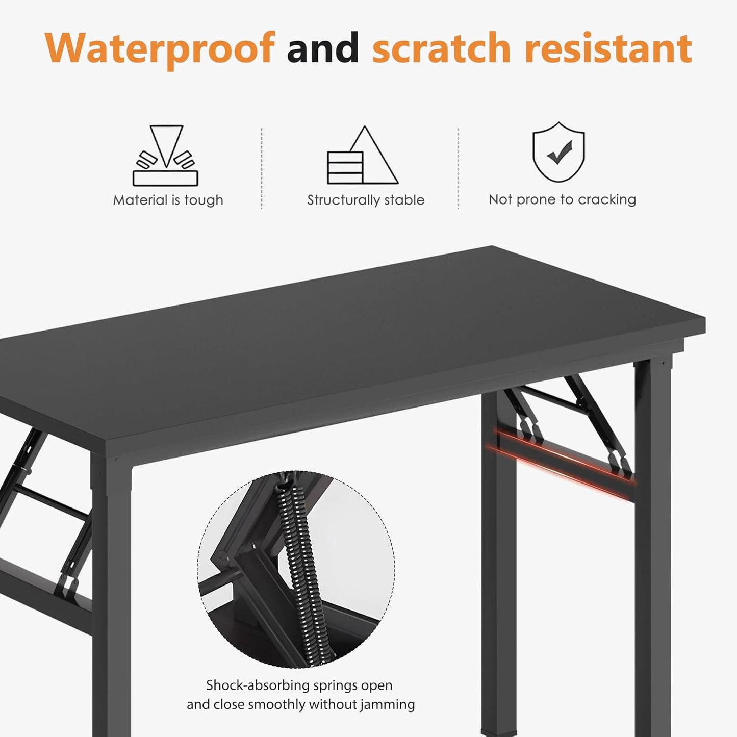 DlandHome 31.5 inches Small Computer Desk for Home Office Folding Table Writing Table for Small Spaces Study Table Laptop Desk No Assembly Required Black DND-AC5CB-8040