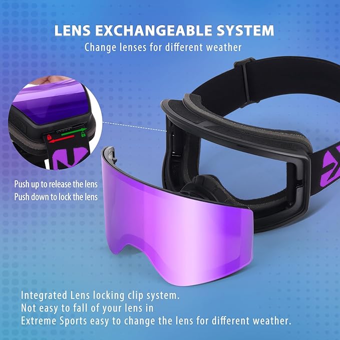 EXP VISION Ski/Snowboard Goggles Parent-child Snow Goggles Over Glasses for Men, Women Youth Kids
