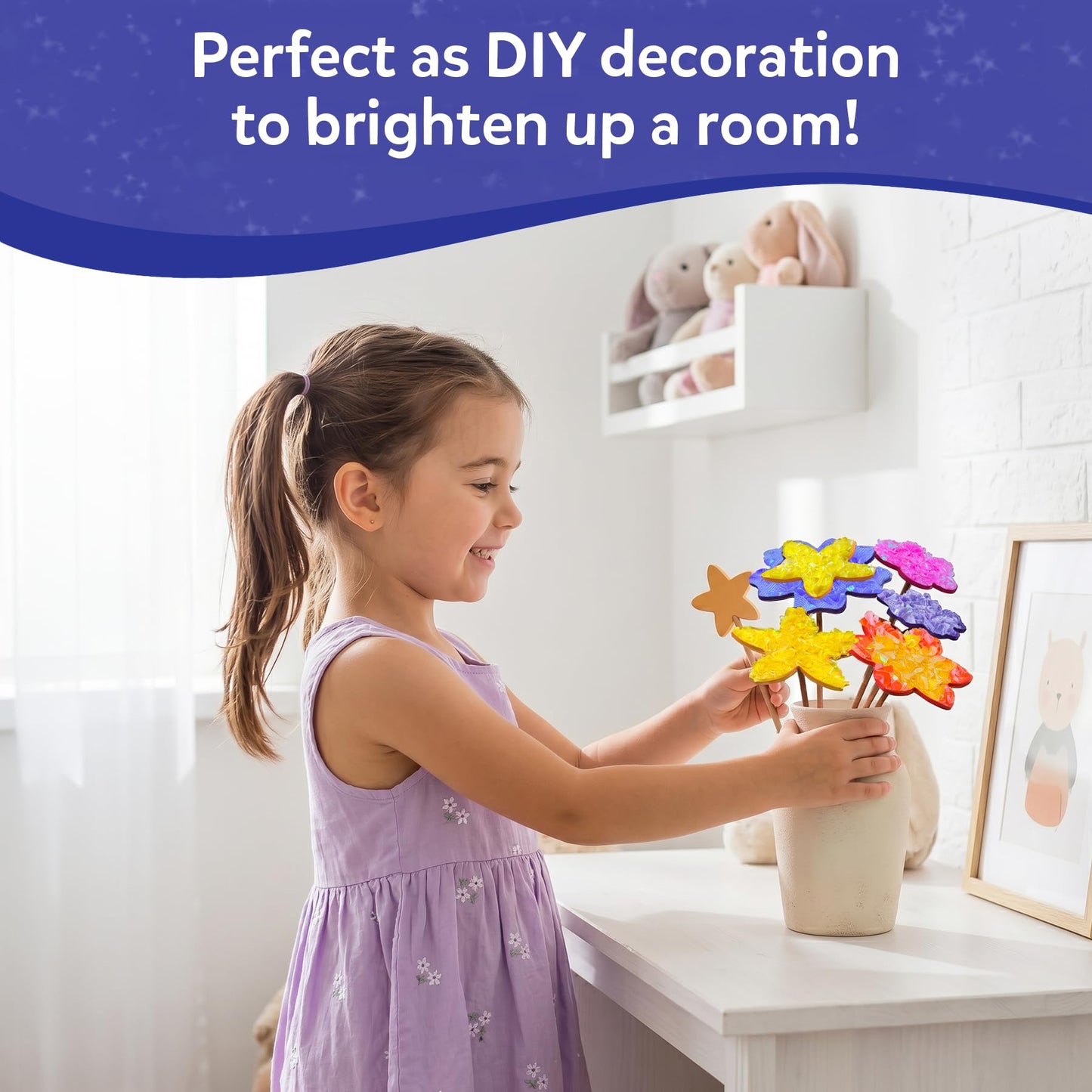 Skillmatics Poke-in Art - Flower Bouquet, DIY Wood Craft Kit, Mess-Free Creative Play for Girls and Boys Ages 4, 5, 6, 7, 8, 9, Fine Motor Skills, Screen-Free Fun