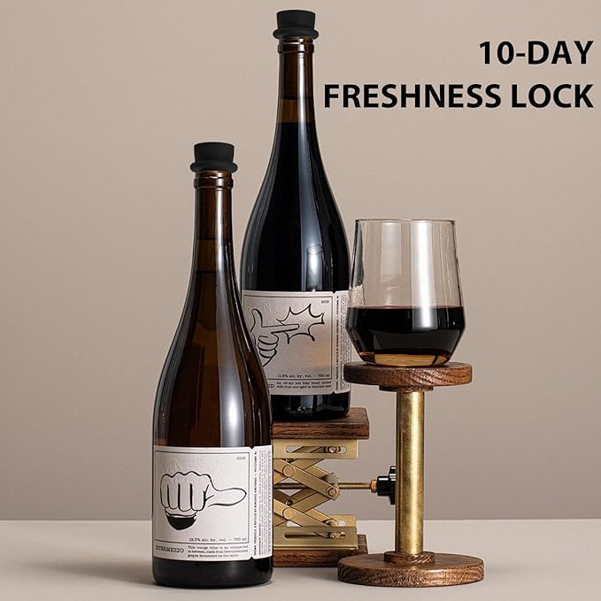 Vacuum Wine Saver Pump with 4 Reusable Stoppers, Silicone Wine Stopper For Red Wine Bottles/White Wine Bottles, Leak Proof Airtight Seal, Preserves Freshness, Easy to Use