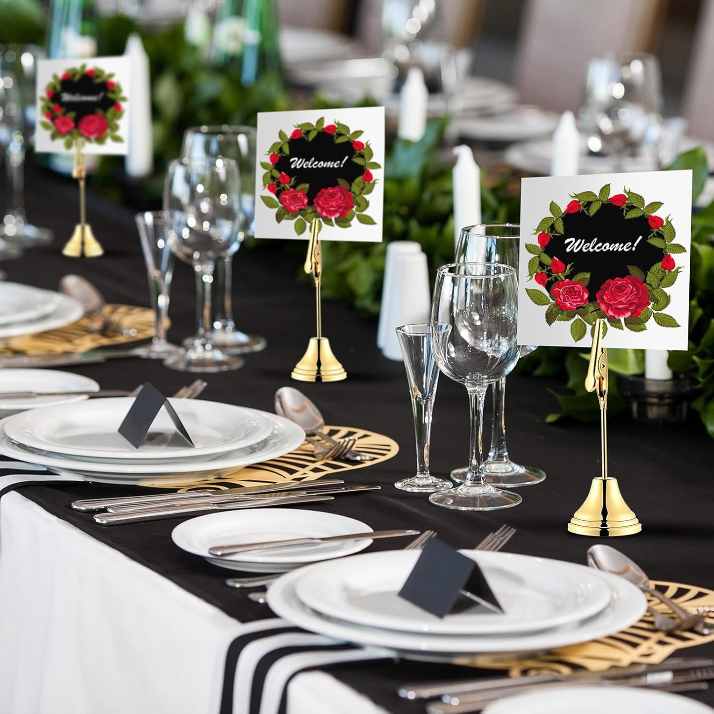 Skyygemm 12 Pcs Table Number Holders 3 Inch Place Card Holder with Alligator Clip Metal Table Card Holders Table Number Stands Table Sign Holders for Photos, Food Signs, Birthdays, Weddings (Gold)