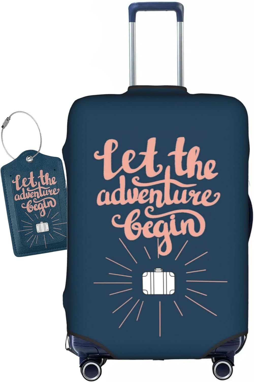 Let The Adventure Begin Luggage Cover Washable Suitcase Protector, Luggage Tag Travel Birthday Gifts For Men Women (L 26-28 Inch Luggage)