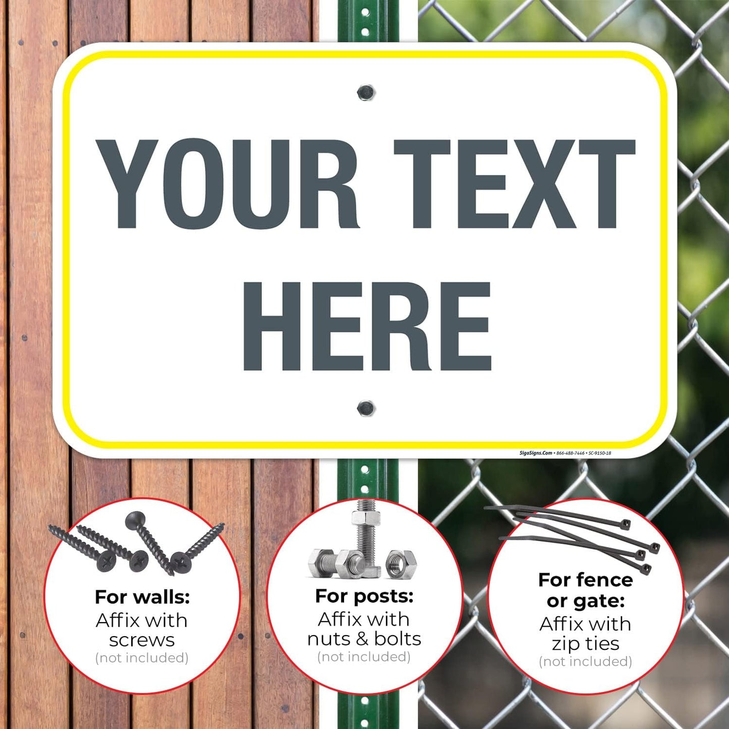 Personalized Custom Customize for Office, Business, Workplace, Home, Airbnb, Delivery Yellow Sign, 12x18 Inches, Rust Free .063 Aluminum, Fade Resistant, Made in USA by Sigo Signs