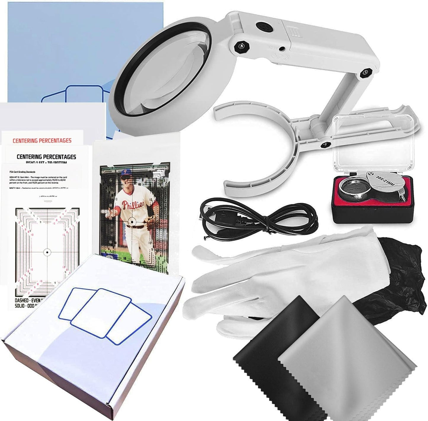 Deyimmei Sports Cards Grading Kit, Sports Trading Cards Measuring Tools, Card Centering Grading Tool, Clarity Tool Set with LED