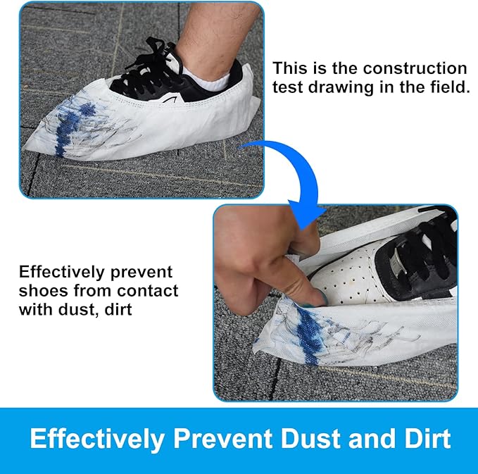 Shoe Covers Disposable 200Pack(100Pairs) Thicker White Shoe Booties Cover Non Slip for Home Floors Carpet Indoor,fits up to US Women 14.5 and Men 13.5