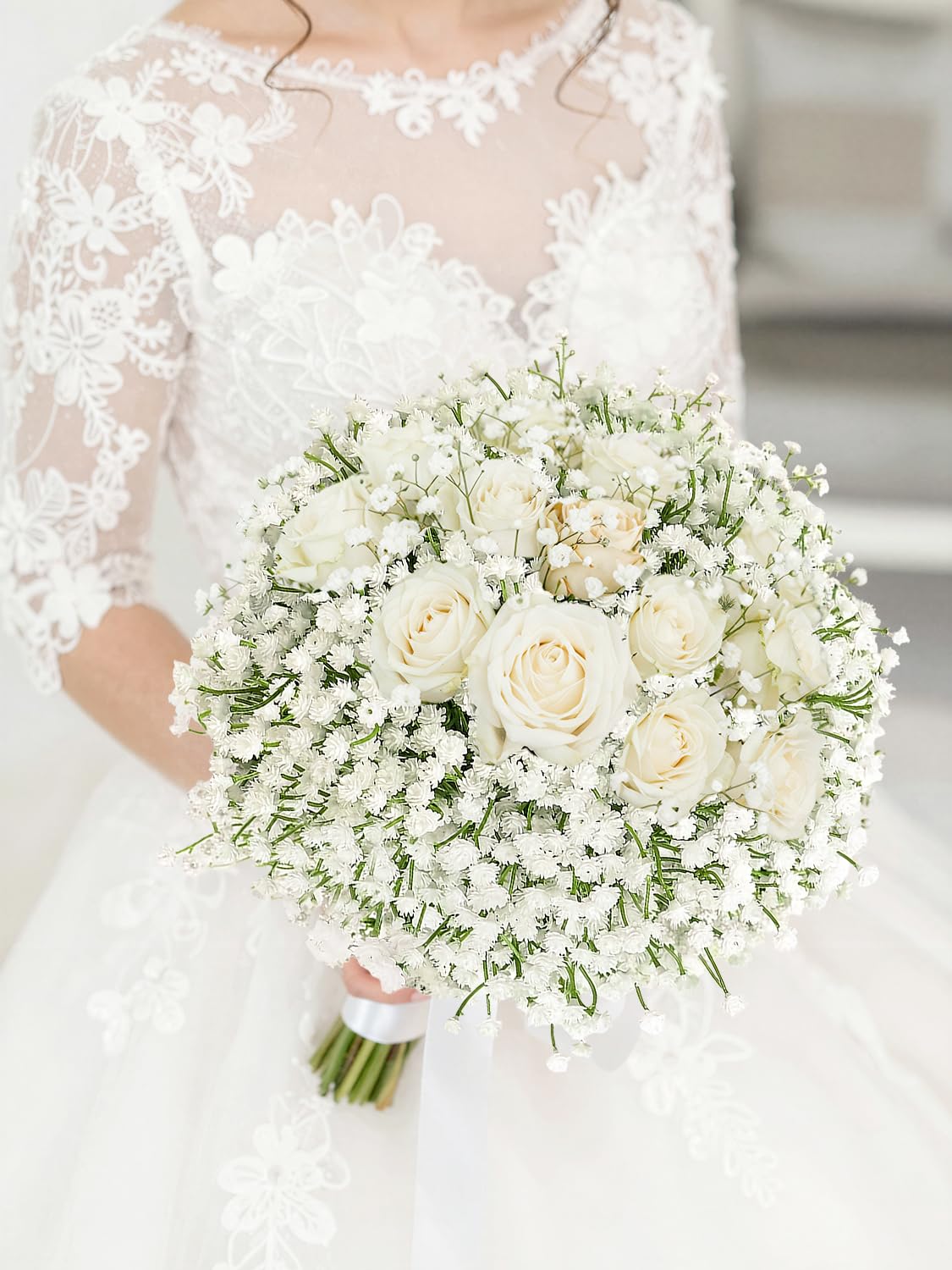 DEEMEI 15 PCS Babys Breath Artificial Flowers Fake Babys Breath Flowers Artificial Bulk White Gypsophila Bouquets Real Touch Faux Flowers for Wedding Floral Arrangement Party Home Decoration