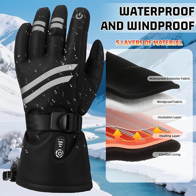 Hand Warmers Rechargeable, Electric Heated Gloves with Rechargeable Batteries 3 Levels 7.6V Fast Heating Handwarmer Pouch for Women Men Kids Winter Hiking Camping Hunting Skiing Outdoor Sports Working