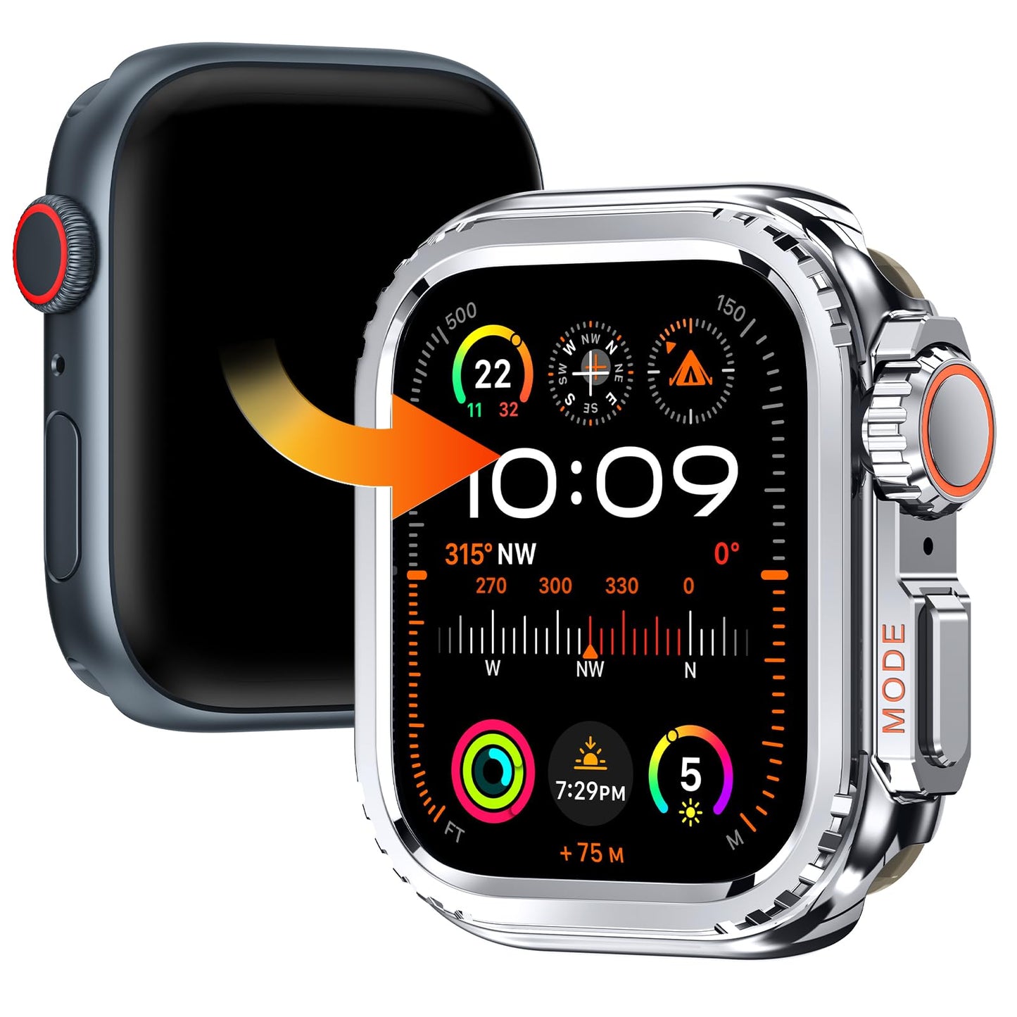 Goton Aluminum Alloy Case for Apple Watch SE 3/2/1,Series 6/5/4 44mm, Ultra-Style Metal Bumper Protector with Ceramic Back, Shockproof Cover for Business & Daily Use -Like New