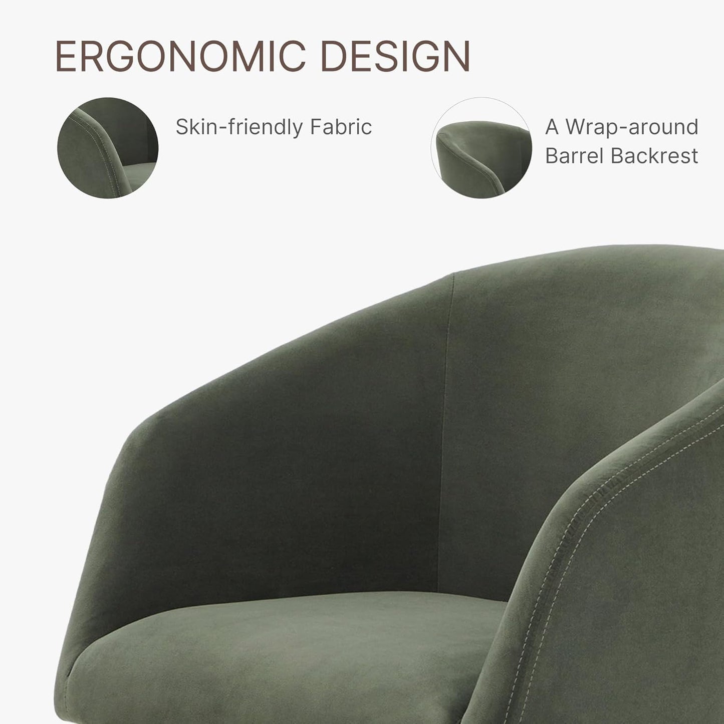 Swivel Dining Chairs Modern Accent Armchair Side Deskchair for Diningroom Vanity Bedroom Livingroom Reading Room,Green,1 Box