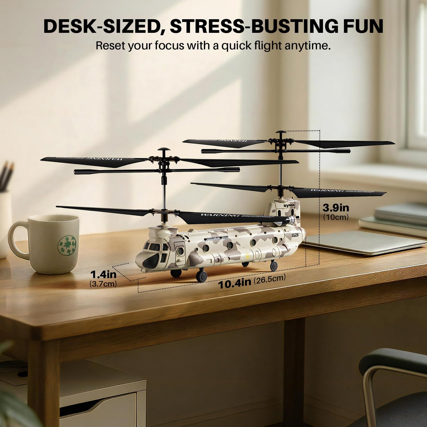SYMA Remote Control Helicopter, S52H Military Transport RC Helicopter with Altitude Hold, One Key take Off/Landing, LED Light, Low Battery Reminder, Army Toys for Kids and Military Fans