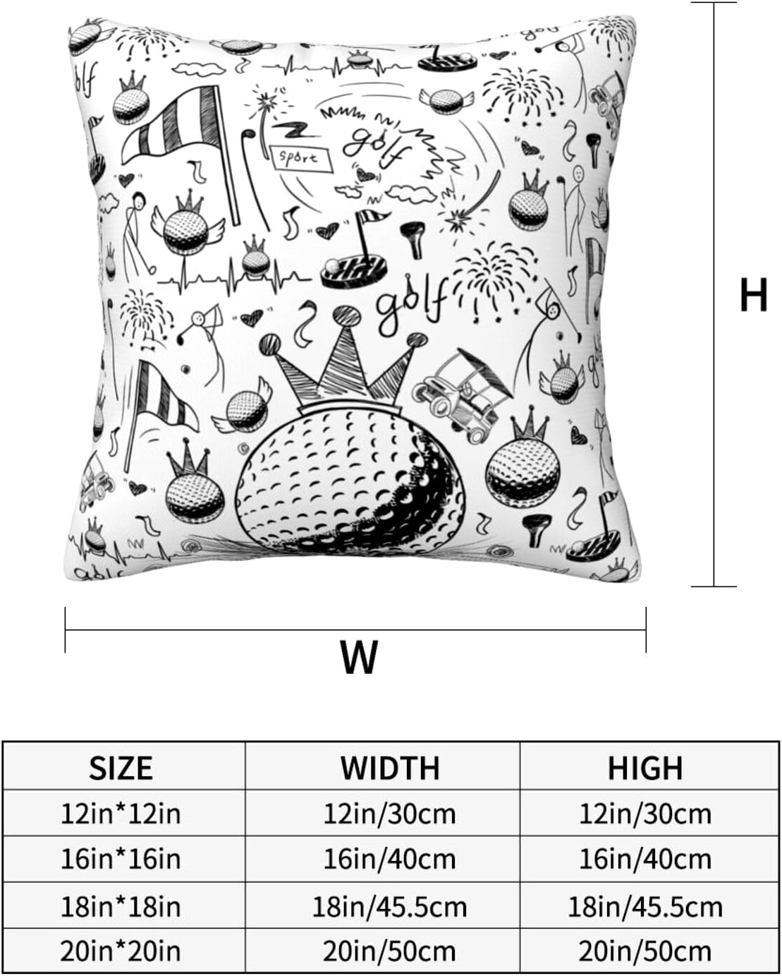 Golf Ball Throw Pillow Covers 18x18 Inch Sports Decor Theme Pillowcase Gifts for Boys Men Kids Teen Home Sofa Bed Decorative Pillow Case Golf Bedroom Decor(Cover Only)