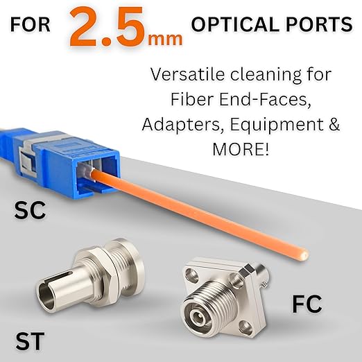 Fiber Optic Cleaning Swabs - 100 Pack - SC 2.5mm - for Cleaning Optical Components. Lint Free Anti-Static Swabs, Cleaning Stick for Ports and Adapters, SC Connector Cleaner Tool for Field Use