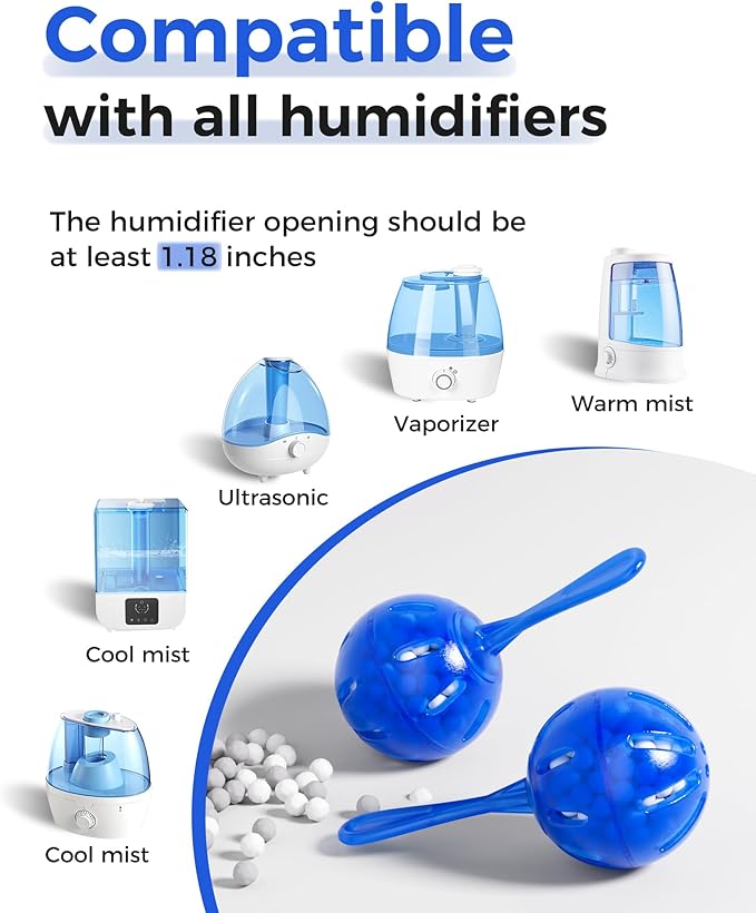 ZhenD 16 Pack Humidifier Cleaner Anti-Scale Balls: Stop White Dust, Extend Humidifier Life, Prevents Hard Water Build-Up, Easy Use