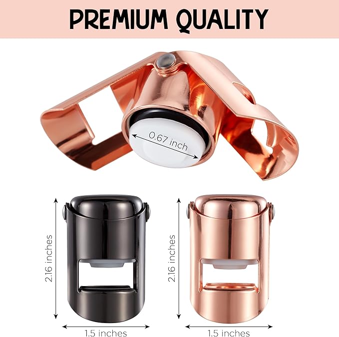 Champagne Stoppers – Sparkling Wine Bottle Stopper & Prosecco Bottle Stopper – Airtight Seal for Freshness – Prosecco Gifts for Women – Cool Gadgets for Dad or Mom