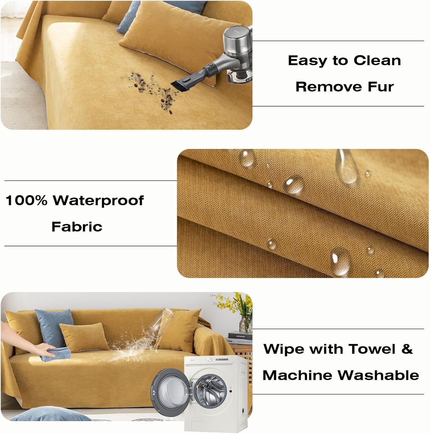STACYPIK Waterproof Ginger Couch Cover for Sectional, Loveseat Covers, Futon Cover, L Shaped Cover, Anti-Cat Scratch Furniture Protector for 2 Cushion Couch，Washable Pets Protector Sofa Cover-71X102IN