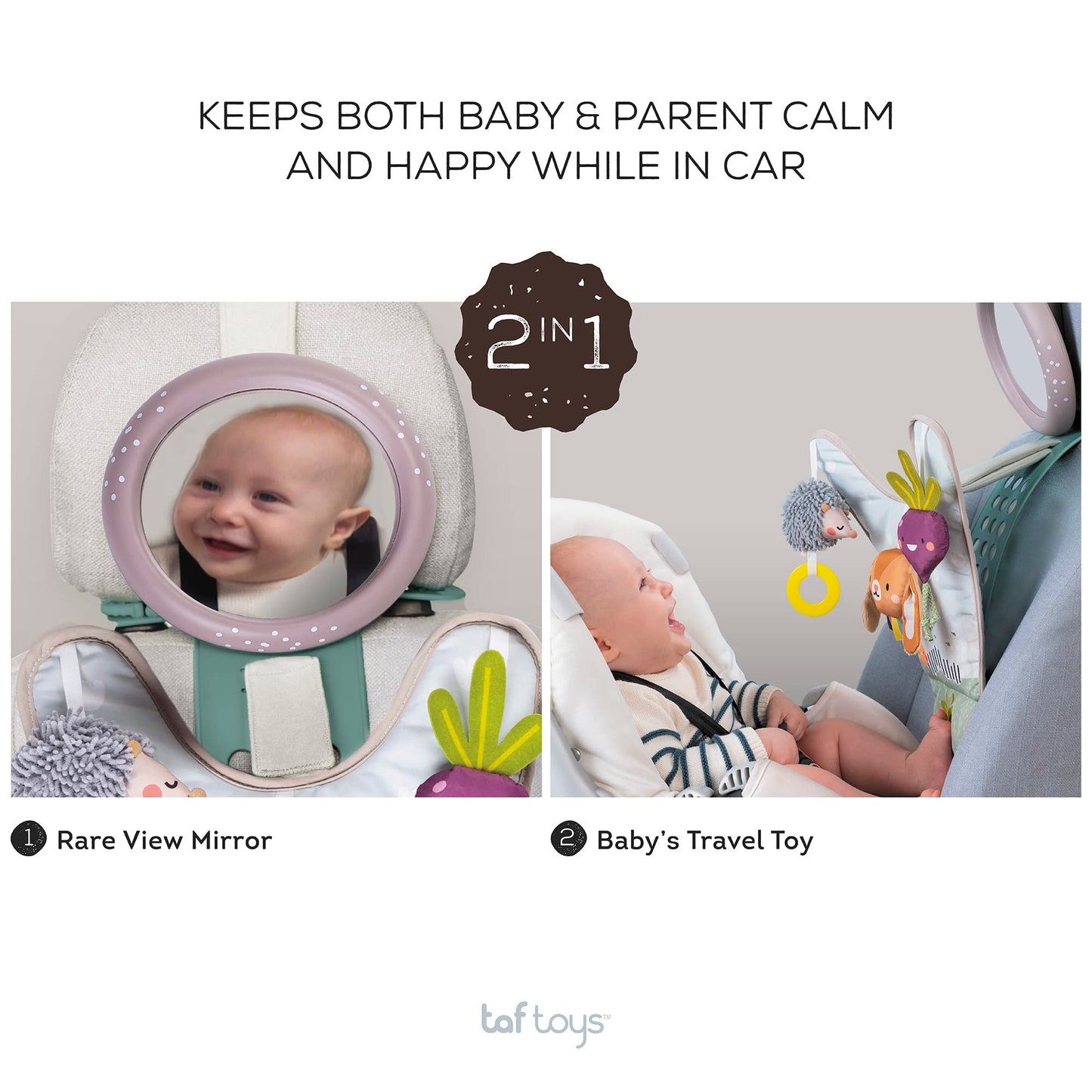 Taf Toys Infant Car Seat Development Center Newborn Baby Essentials Must Haves Toy, Car Seat Accessories Activity Center with Car Seat Mirror, for Newborn Toys 0 3 Months Brain Development