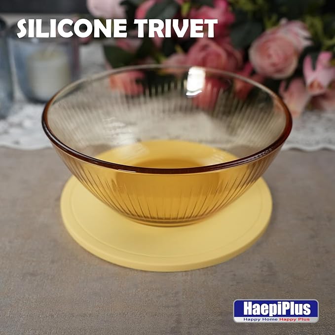4 Pieces Silicone Trivet Mats, Pot Holders, Kitchen Tools, Heat Resistant Non-Slip Pads for Dishes, Bowls, Jar Opener, Easy to Wash and Dry Pan Cushions (Yellow)