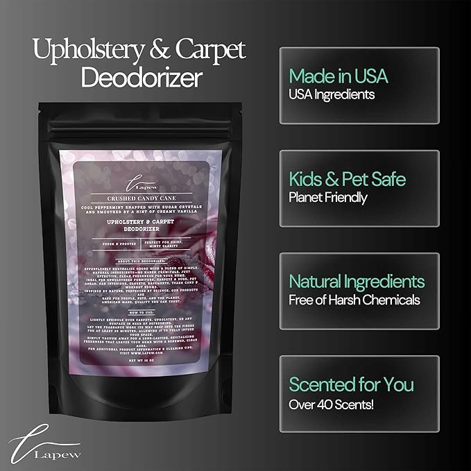 Crushed Candy Cane Carpet Freshener Powder 16 oz | Powerful Odor Eliminator for Home | Upholstery Deodorizer | Carpet Deodorizer | Cat Litter Box