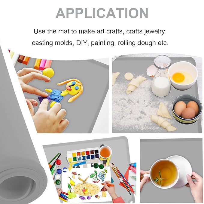 Silicone Placemat for Toddles Kids Non-Slip Reusable Portable Baby Placemats for Restaurant Stain-Proof Children Food Mats Eating Table Mat 2 Pack (Silver Gray)