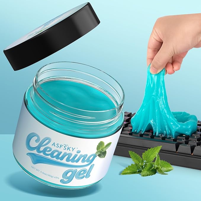 ASFSKY Car Cleaning Gel (Blue,Mint) Cleaning Putty Universal Dust Cleaning Car Interior Cleaner Keyboard Dust Remover Car Slime Gifts for Men Women Girl Christmas Stocking Stuffers（1 Pack）