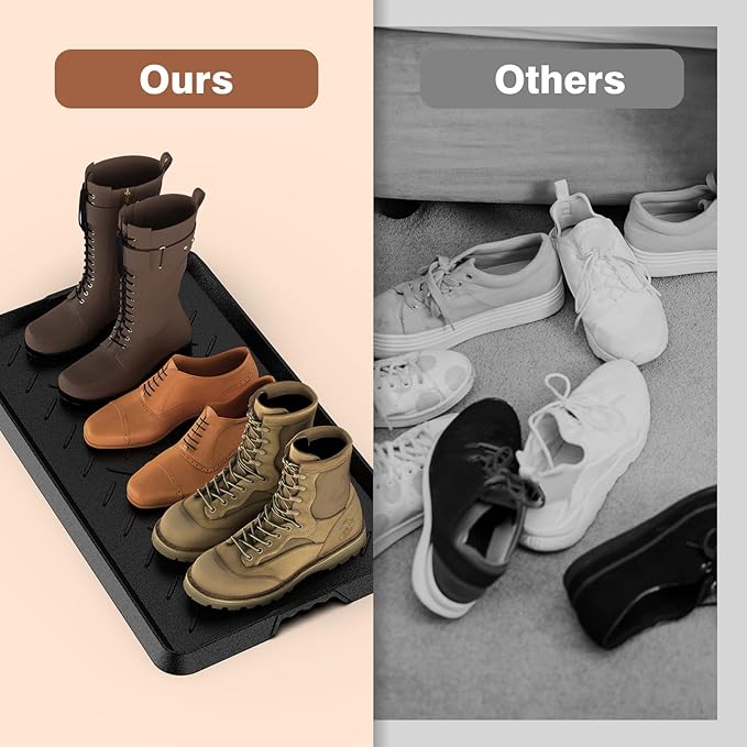 Heavy Duty Boot Trays Natural Rubber Shoe Mat Tray for Entryway with Shoes Brush Large Boot mat Tray Multi-Purpose for Indoor or Outdoor