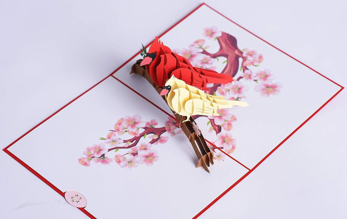 3D Popup Card of Cardinal Bird Couple, Paper Art & Handicraft, Greeting Card, Birthday, Anniversary, Christmas, Mothers Day, Fathers Day Card, Handmade Gift For Mom, Dad, Wife, Husband