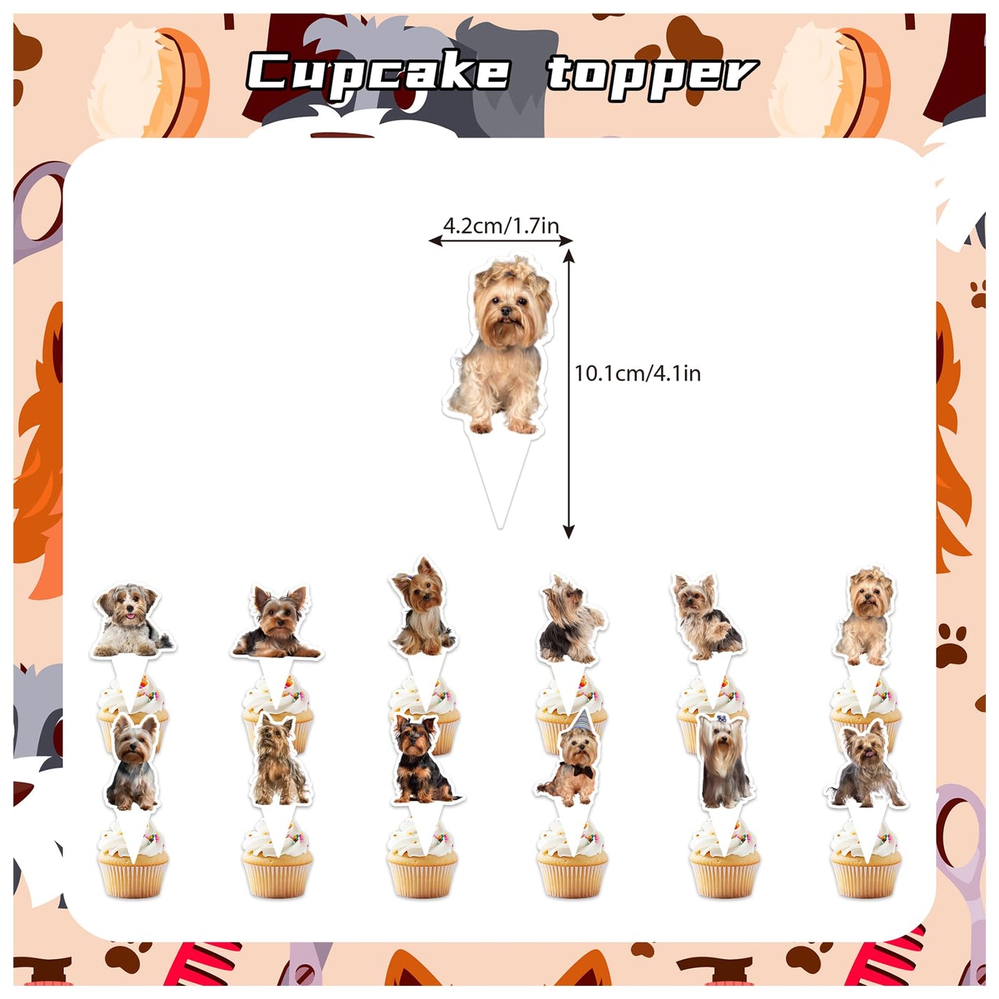 Yorkshire Terrier Birthday Party Decorations Yorkie Party Supplies Kit with Banner, Cake Topper, Cupcake Topper, Balloons for Yorkshire Terrier Decoration Dogs Party