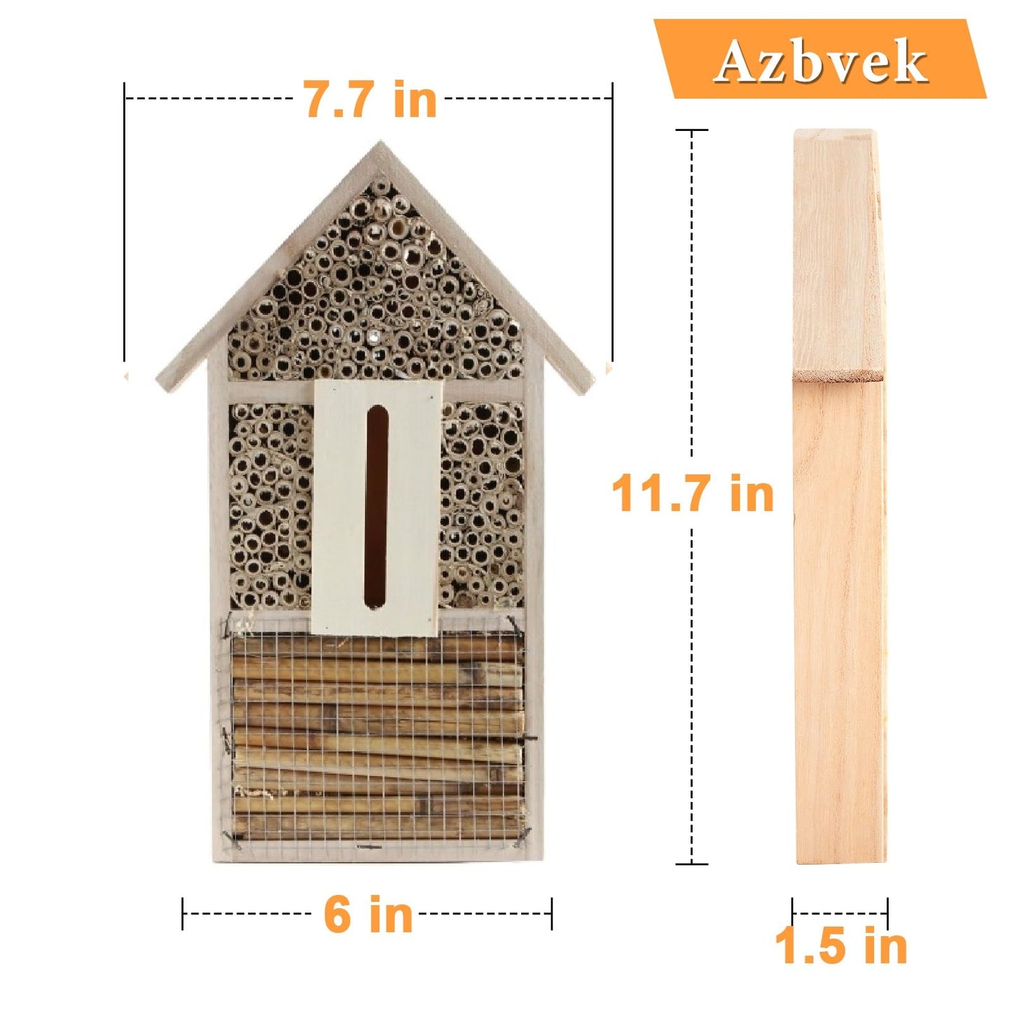 Azbvek Wooden Insect House Hotel for Bee, Butterfly, Ladybirds, Beneficial Insect Habitat, Bug Hotel Garden 11.7" x 7.7" (C)